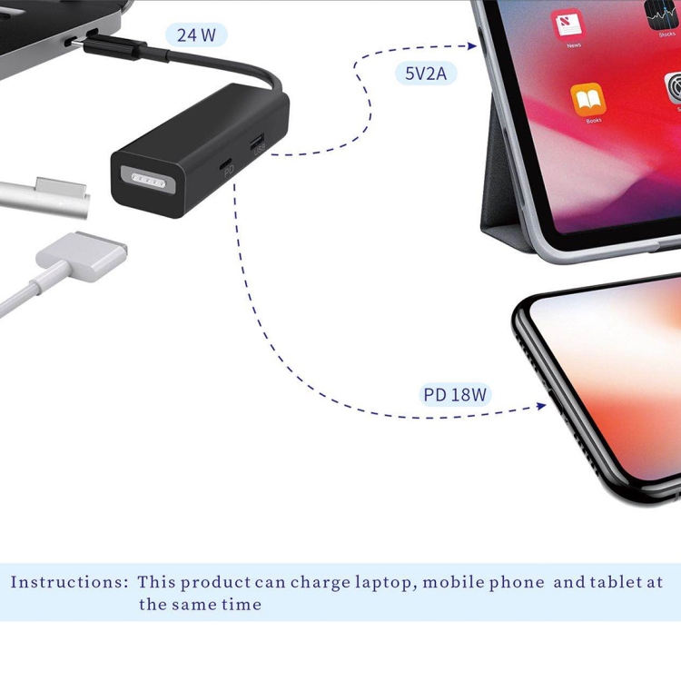 3 in 1 MagSafe 1 / 2 + PD Port + USB to USB-C / Type-C Converter Adapter - 图片 4