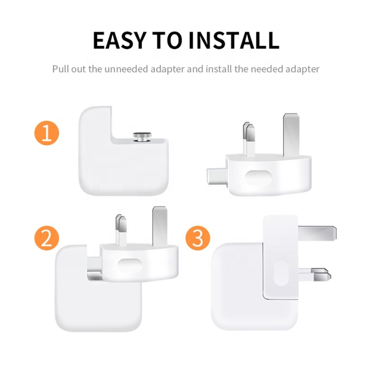 2 PCS XJ01 Power Adapter for iPad 10W 12W Charger & MacBook Series Charger, UK Plug - 图片 6