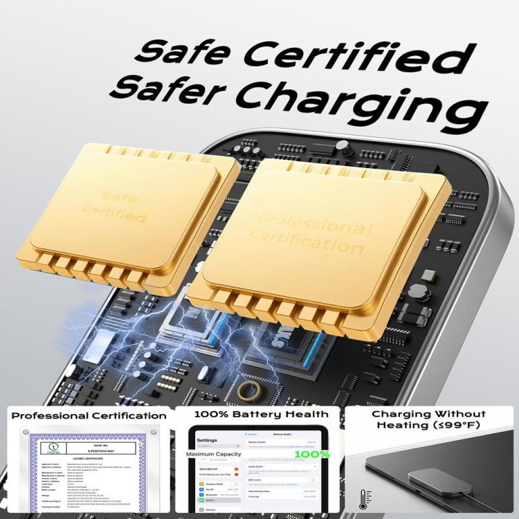 For iPad Pro 11 2025 Smart PIN Magnetic Charger Wireless Charging Pad with Type-C Cable - 图片 8