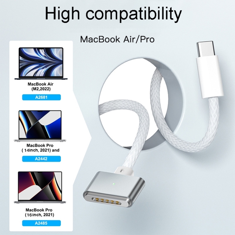 For Macbook Air/Pro Series Type-C To Magsafe 3 Braided Magnetic Cable - 图片 5