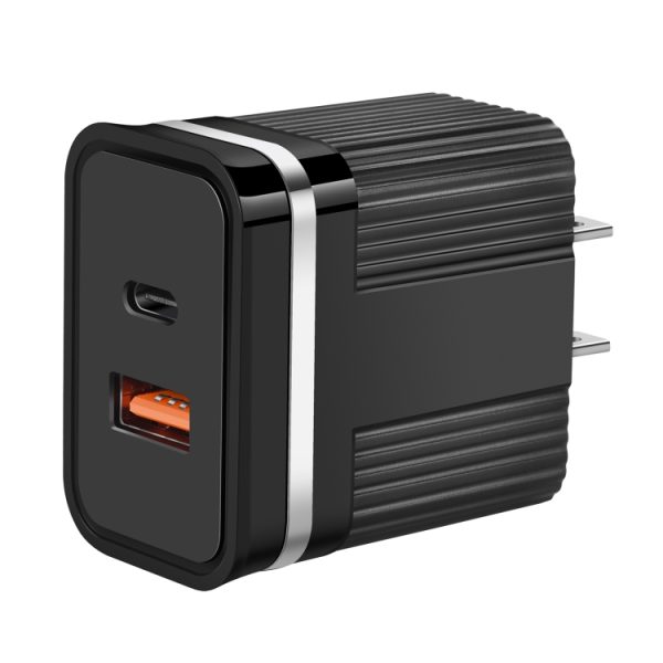 EDA001406701A-1.jpg RSY USB + USB-C / Type-C Dual Ports Fast Charging Travel Charger,, US Plug, EU Plug