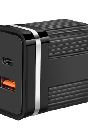 RSY USB + USB-C / Type-C Dual Ports Fast Charging Travel Charger,, US Plug, EU Plug