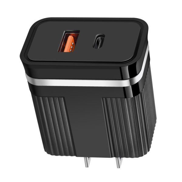 EDA001406701A_2.jpg RSY USB + USB-C / Type-C Dual Ports Fast Charging Travel Charger,, US Plug, EU Plug