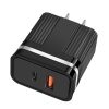 EDA001406701A_3.jpg RSY USB + USB-C / Type-C Dual Ports Fast Charging Travel Charger,, US Plug, EU Plug
