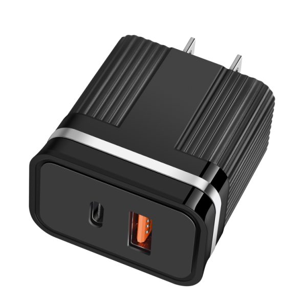 EDA001406701A_3.jpg RSY USB + USB-C / Type-C Dual Ports Fast Charging Travel Charger,, US Plug, EU Plug