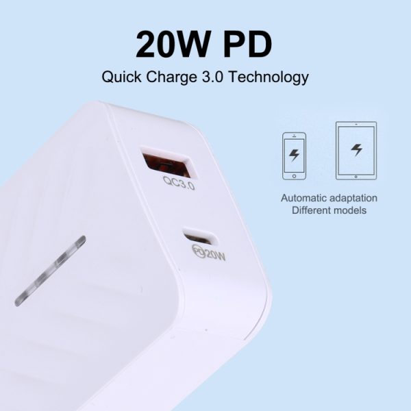 EDA001642801_B1.jpg LZ-822A+C PD 20W USB-C / Type-C + QC 3.0 USB Fast Travel Charger,, US Plug, EU Plug