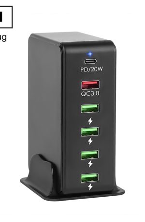 6 in 1 65W PD USB-C / Type-C + QC 3.0 USB + 4 USB Multi-port Travel Charger,, US Plug, EU Plug, UK Plug, AU Plug