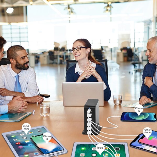 6 in 1 65W PD USB-C / Type-C + QC 3.0 USB + 4 USB Multi-port Travel Charger,, US Plug, EU Plug, UK Plug, AU Plug