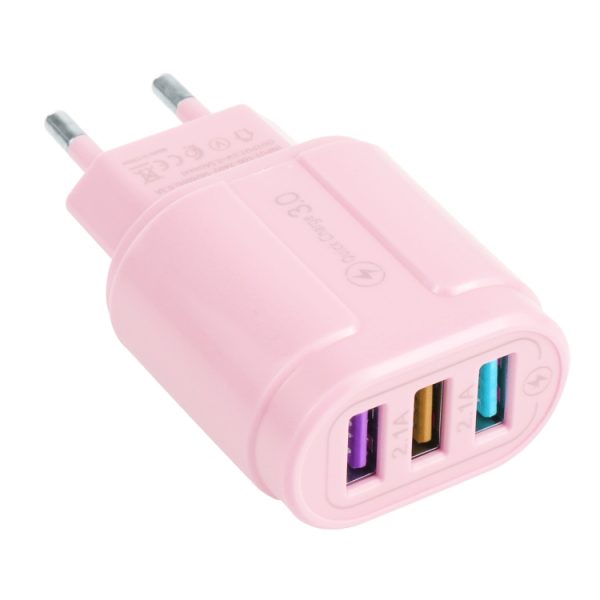 EDA001795901A-1.jpg 13-222 QC3.0 USB + 2.1A Dual USB Ports Macarons Travel Charger,, EU Plug, US Plug