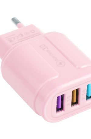 13-222 QC3.0 USB + 2.1A Dual USB Ports Macarons Travel Charger,, EU Plug, US Plug