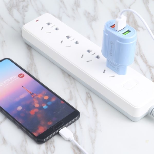 EDA001795901A_6.jpg 13-222 QC3.0 USB + 2.1A Dual USB Ports Macarons Travel Charger,, EU Plug, US Plug