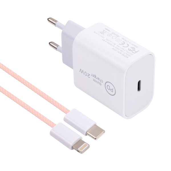 EDA002316601A_1.jpg SDC-20W PD USB-C / Type-C Travel Charger + 1m 20W USB-C / Type-C to 8 Pin Data Cable Set,, EU Plug, US Plug