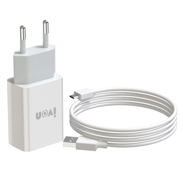 EDA002587201A-1.jpg IVON AD-33 2 in 1 2.1A Single USB Port Travel Charger + 1m USB to Micro USB Data Cable Set,, EU Plug, US Plug