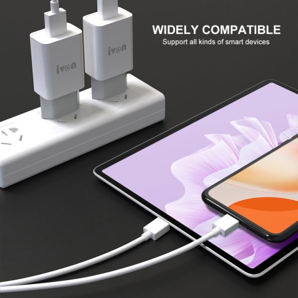 EDA002587201_B2.jpg IVON AD-33 2 in 1 2.1A Single USB Port Travel Charger + 1m USB to Micro USB Data Cable Set,, EU Plug, US Plug
