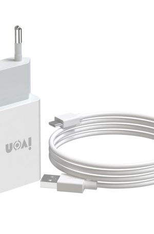 IVON AD-33 2 in 1 2.1A Single USB Port Travel Charger + 1m USB to USB-C / Type-C Data Cable Set,, EU Plug, US Plug