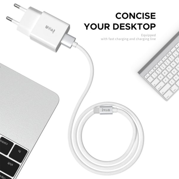 EDA002587801_B2.jpg IVON AD-35 2 in 1 18W QC3.0 USB Port Travel Charger + 1m USB to Micro USB Data Cable Set,, EU Plug, US Plug