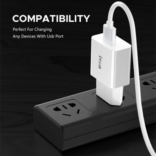 EDA002587801_B3.jpg IVON AD-35 2 in 1 18W QC3.0 USB Port Travel Charger + 1m USB to Micro USB Data Cable Set,, EU Plug, US Plug