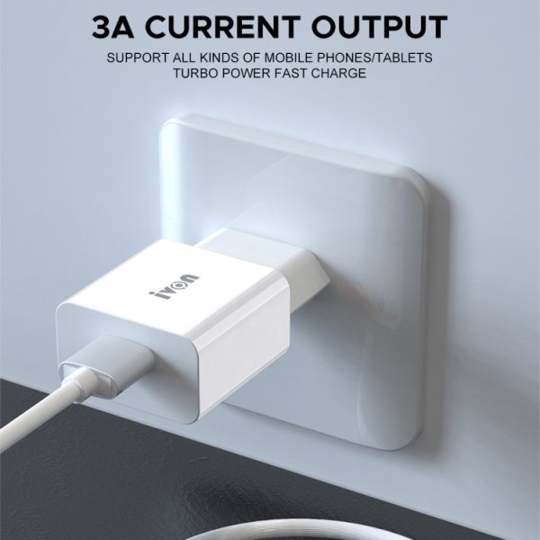EDA002587801_B4.jpg IVON AD-35 2 in 1 18W QC3.0 USB Port Travel Charger + 1m USB to Micro USB Data Cable Set,, EU Plug, US Plug