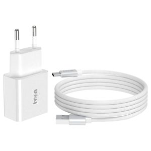 IVON AD-35 2 in 1 18W QC3.0 USB Port Travel Charger + 1m USB to USB-C / Type-C Data Cable Set,, EU Plug, US Plug