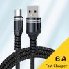 EDA003067201A_1.jpg 6A Woven Style USB Charging Cable, Cable Length: 1m, USB-C / Type-C, Micro USB, 8 Pin