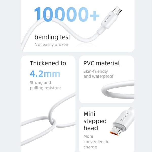 EDA004275702A_3.jpg USAMS US-SJ607 U84 2A USB to Micro USB Charging Data Cable, Micro USB 1m, Micro USB 2m, Micro USB 3m