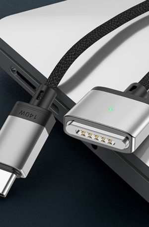 140W Type-C to Magsafe 3 Magnetic Charging Cable, Silver, Blue