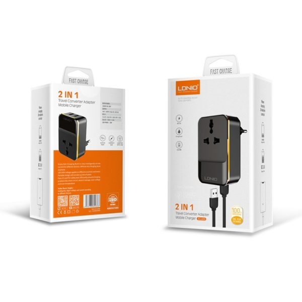 EDA005832_8.jpg LDNIO SC1205 Universal Conversion Socket + QC3.0 USB + USB Interfaces Multifunction Travel Charger Mobile Phone Charger, EU Plug