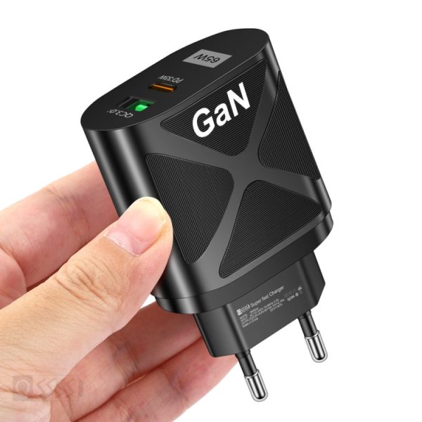 EDA006006501A-1.jpg 65W Gallium Nitride GaN389 USB + Type-C Fast Charging Charger, EU Plug, US Plug, UK Plug