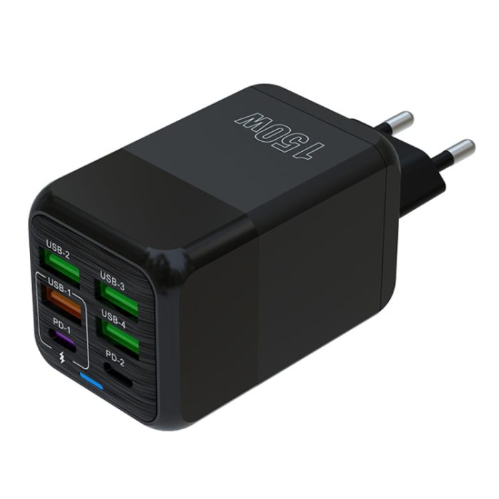 150W 4 x USB + 2 x USB-C / Type-C Multi-port Fast Charger, EU Plug, US Plug, UK Plug, AU Plug