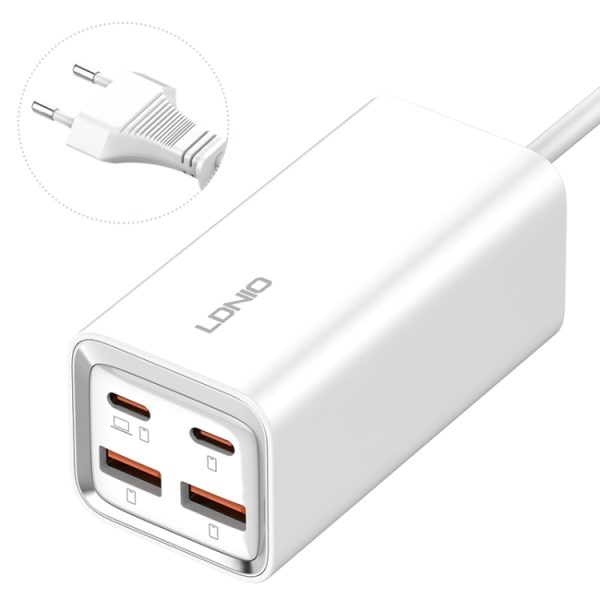 EDA006950601A-1.jpg LDNIO A4610C PD65W Dual USB-C / Type-C + Dual USB Fast Charger, Cable Length: 1.5m, EU Plug·, A4610C (UK Plug), US Plug