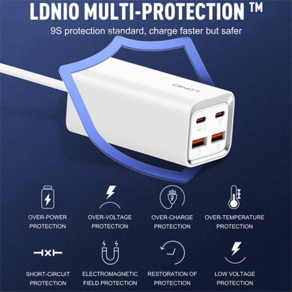 EDA0069506_B12.jpg LDNIO A4610C PD65W Dual USB-C / Type-C + Dual USB Fast Charger, Cable Length: 1.5m, EU Plug·, A4610C (UK Plug), US Plug