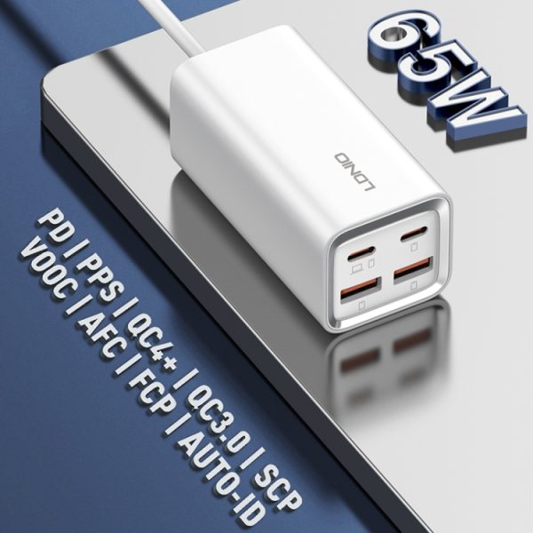 EDA0069506_B6.jpg LDNIO A4610C PD65W Dual USB-C / Type-C + Dual USB Fast Charger, Cable Length: 1.5m, EU Plug·, A4610C (UK Plug), US Plug