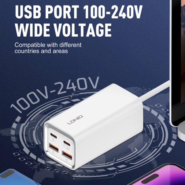 EDA0069506_B7.jpg LDNIO A4610C PD65W Dual USB-C / Type-C + Dual USB Fast Charger, Cable Length: 1.5m, EU Plug·, A4610C (UK Plug), US Plug