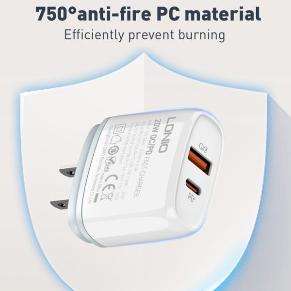 EDA0069513_B7.jpg LDNIO Q229 QC3.0 / PD20W USB + Type-C Fast Charger with 1m Type-C to Type-C Cable, EU Plug, UK Plug, US Plug