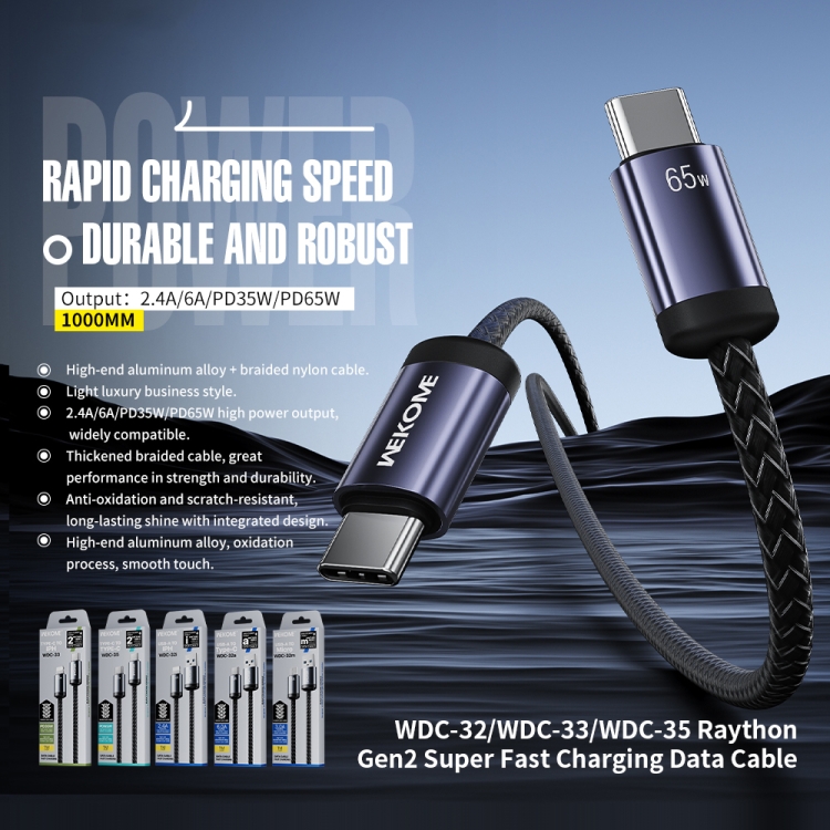 WK WDC-32m Raython Gen2 1m 3A USB to Micro USB Fast Charging Data Cable, WDC-32m 3 WK WDC-32m Raython Gen2 1m 3A USB to Micro USB Fast Charging Data Cable, WDC-32m - Image 3