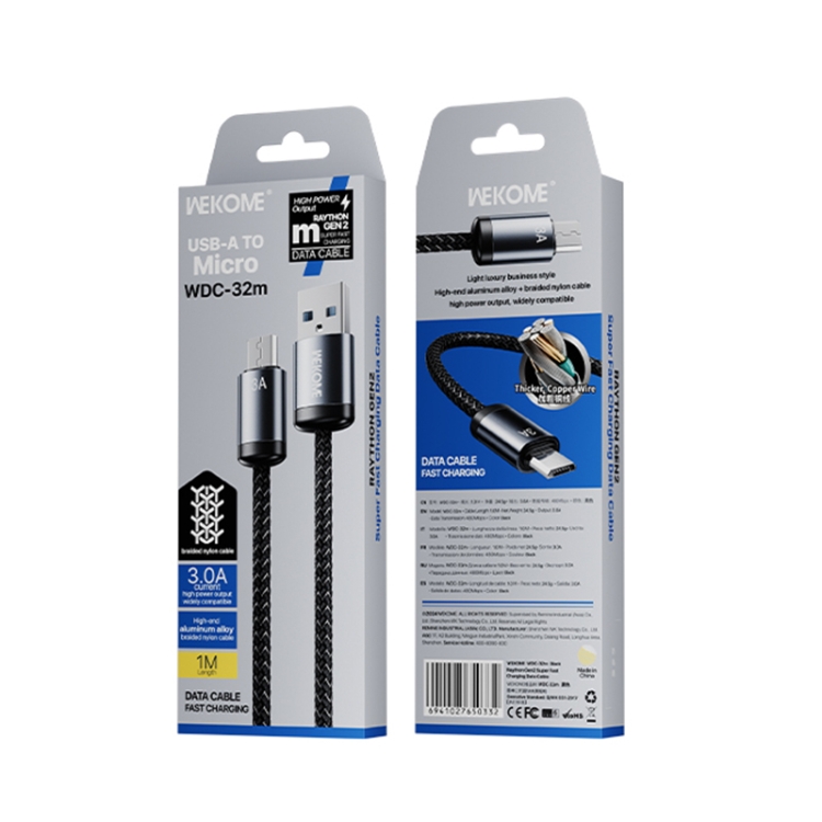 WK WDC-32m Raython Gen2 1m 3A USB to Micro USB Fast Charging Data Cable, WDC-32m 4 WK WDC-32m Raython Gen2 1m 3A USB to Micro USB Fast Charging Data Cable, WDC-32m - Image 4