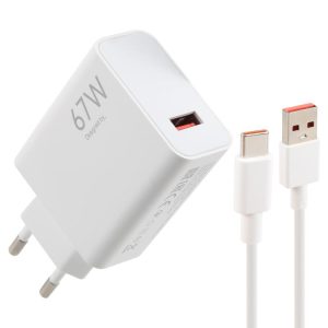 67W USB Fast Charger with 1m USB to Type-C Cable, 67W Type-C Cable