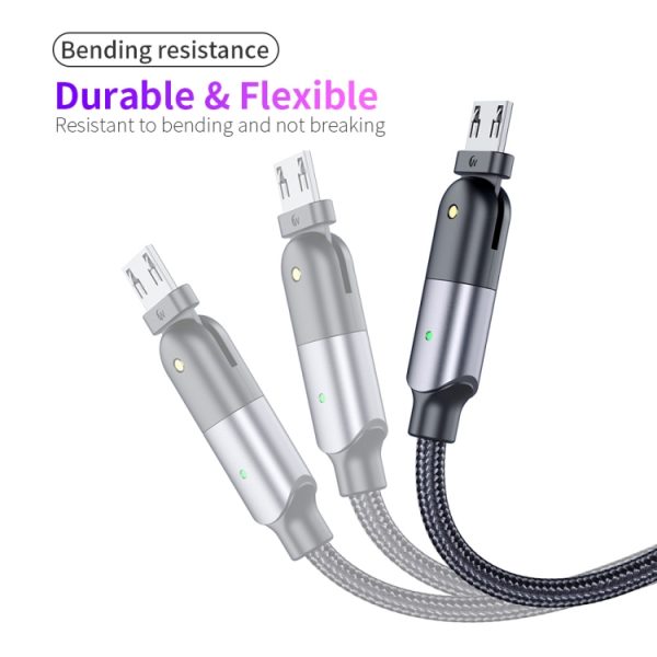 EDA00789001A_11.jpg 2.4A USB to Micro USB 180 Degree Rotating Elbow Charging Cable, 1.2m Micro USB, 2m Micro USB