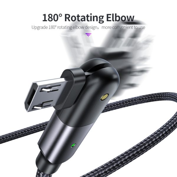 EDA00789001A_4.jpg 2.4A USB to Micro USB 180 Degree Rotating Elbow Charging Cable, 1.2m Micro USB, 2m Micro USB