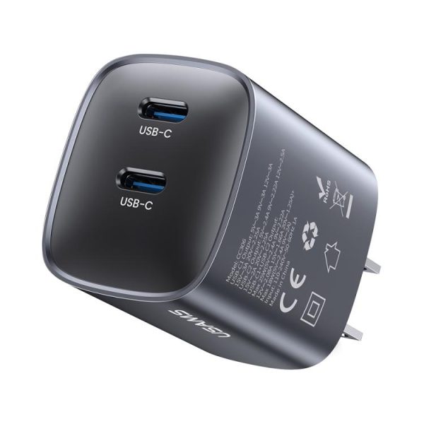 EDA007899401A-1.jpg USAMS CC306 T66 45W Dual USB-C / Type-C GaN Fast Charger, US Plug, CC306