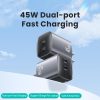 EDA007899401A_2.jpg USAMS CC306 T66 45W Dual USB-C / Type-C GaN Fast Charger, US Plug, CC306