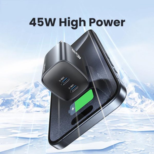 EDA007899401A_5.jpg USAMS CC306 T66 45W Dual USB-C / Type-C GaN Fast Charger, US Plug, CC306