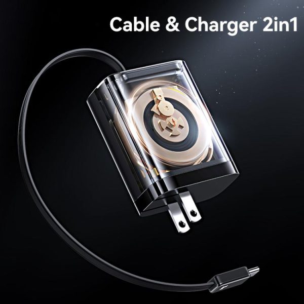 EDA0079446_B2-1.jpg USAMS CC297 30W Fast Charger With Retractable USB-C / Type-C Cable, US Plug