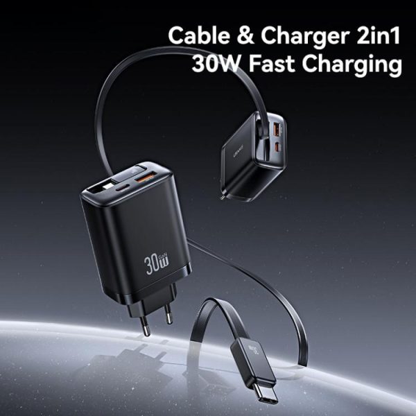 EDA0079447_B1-1.jpg USAMS CC296 30W Fast Charger With Retractable USB-C / Type-C Cable, EU Plug