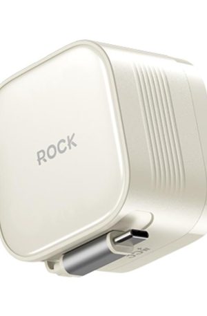 ROCK T90 PD35W Type-C Single Port GaN Wall Charger with Type-C Retractable Cable, UK Plug, EU Plug