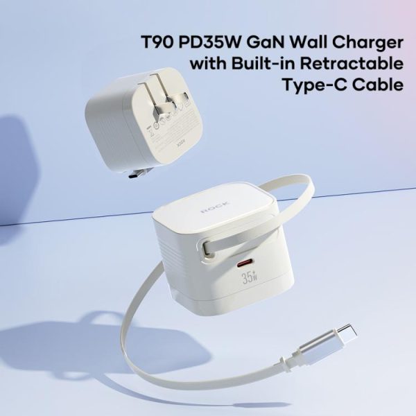 EDA0081318_B1.jpg ROCK T90 PD35W Type-C Single Port GaN Wall Charger with Type-C Retractable Cable, UK Plug, EU Plug