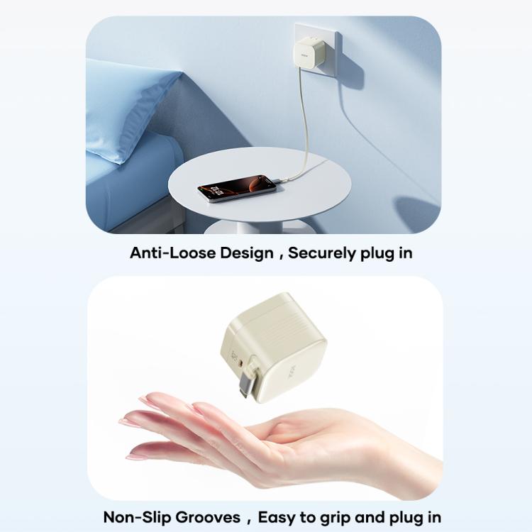 ROCK T90 PD35W Type-C Single Port GaN Wall Charger with Type-C Retractable Cable, UK Plug, EU Plug 12 ROCK T90 PD35W Type-C Single Port GaN Wall Charger with Type-C Retractable Cable, UK Plug, EU Plug - Image 12