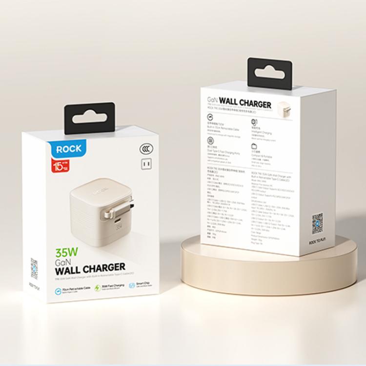 ROCK T90 PD35W Type-C Single Port GaN Wall Charger with Type-C Retractable Cable, UK Plug, EU Plug 13 ROCK T90 PD35W Type-C Single Port GaN Wall Charger with Type-C Retractable Cable, UK Plug, EU Plug - Image 13