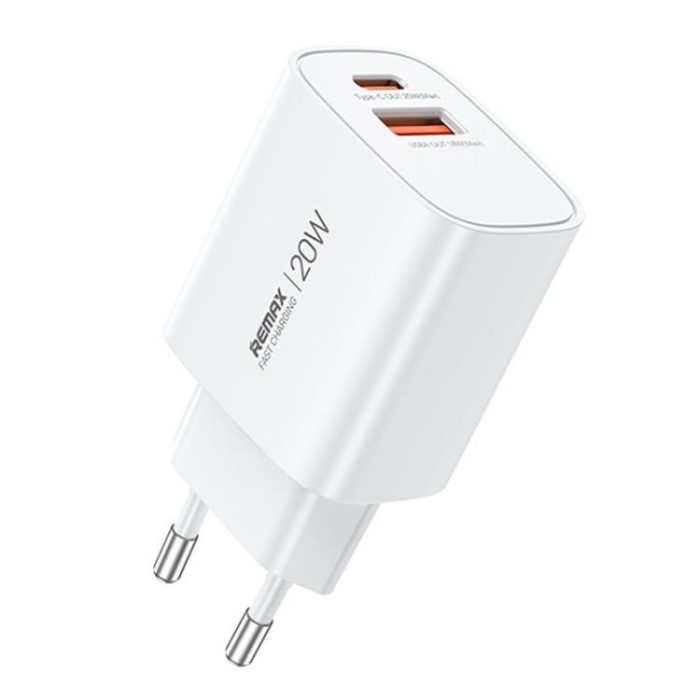 REMAX U187-AC 20W USB and Type-C GaN Fast Charger, EU Plug, UK Plug