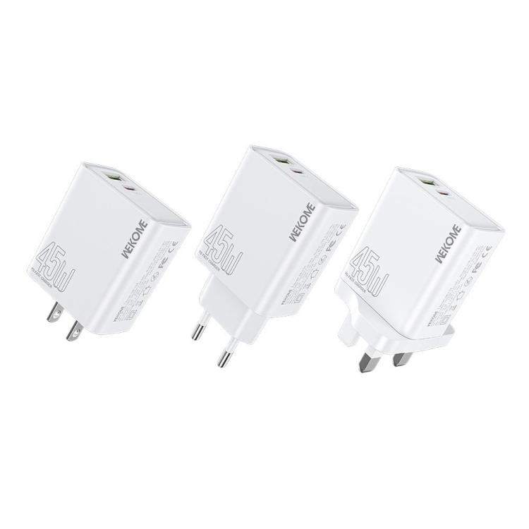 WK WP-U64 45W Kinkong Flash Charge USB+Type-C Port Fast Charger, EU Plug, UK Plug, US Plug 4 WK WP-U64 45W Kinkong Flash Charge USB+Type-C Port Fast Charger, EU Plug, UK Plug, US Plug - Image 4
